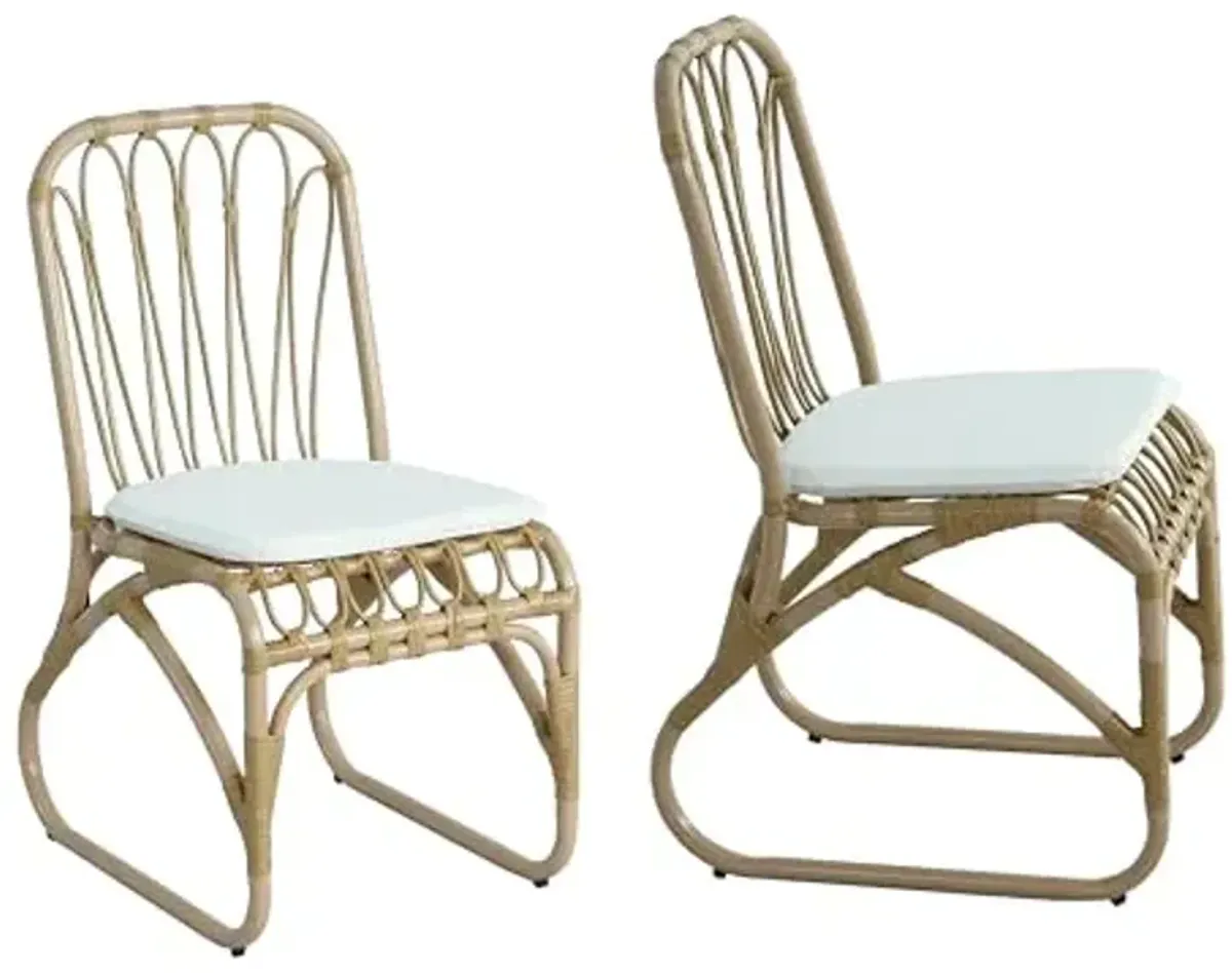 Christopher Knight Home Set of 2 Busby Patio PE Wicker Dining Chairs, Outdoor Woven Rattan Accent Chair with Iron Frame+Cushion, Fully Assembled Lounge Chair Outdoor for Garden/Balcony, Natural