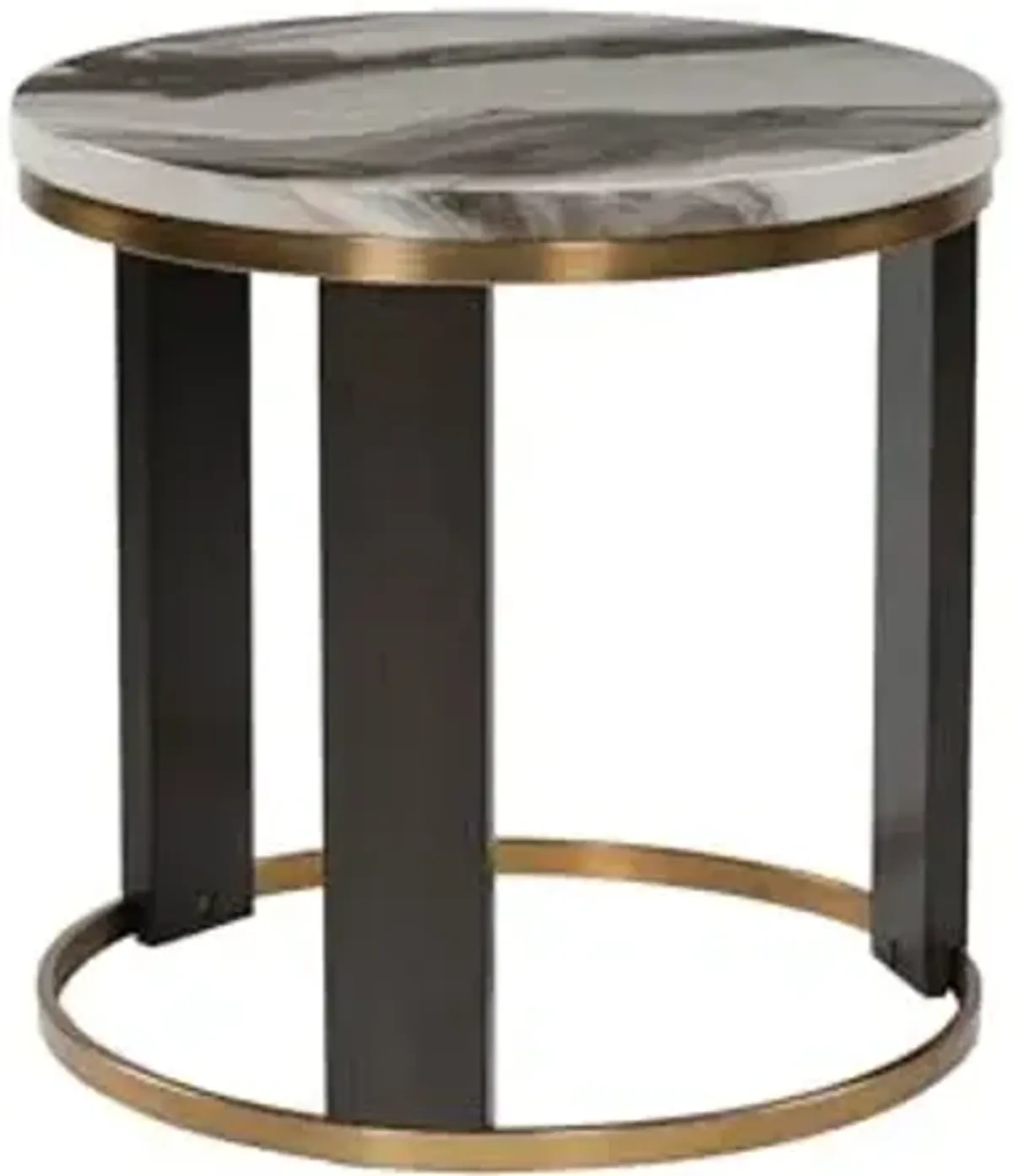 Signature Design by Ashley Jazmore Contemporary Faux Marble End Table with Metal Frame, White & Black