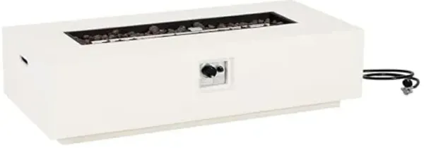 Christopher Knight Home Aidan Lightweight Concrete Outdoor Propane Fire Pit Table, 50,000 BTU Rectangular Fire Table for Patio Furniture Set (No Tank Holder), Fully Assembled Patio Fire Pit, White