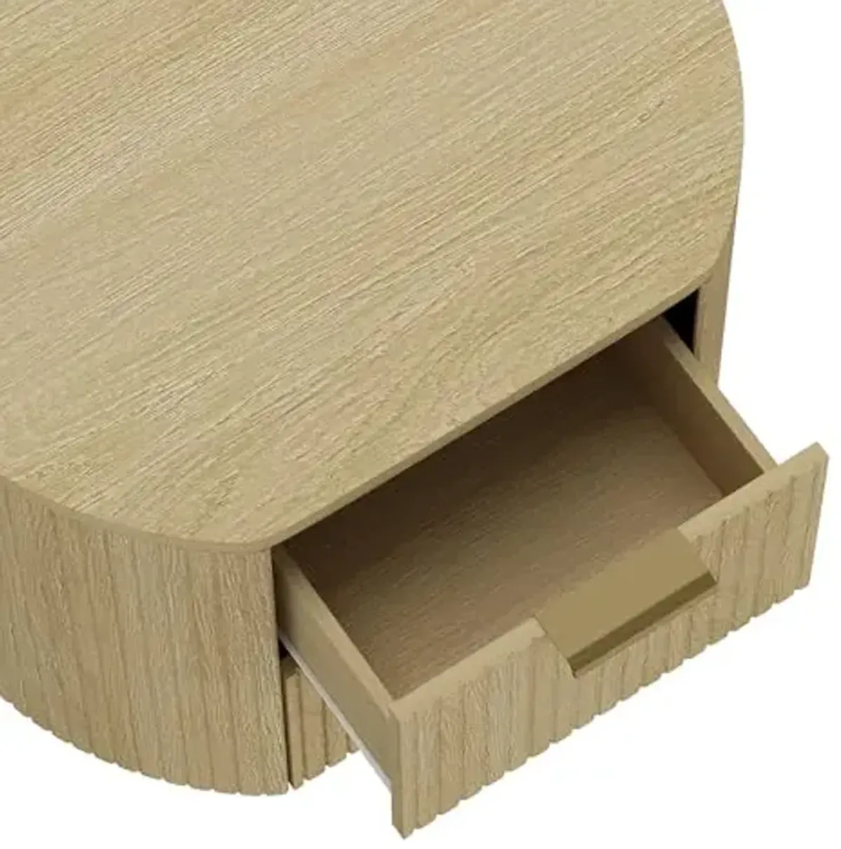 Manhattan Comfort Olivia Wooden Nightstands Set of 2 with 2 Drawers for Modern Bedroom or Living Room – Minimalist Bed Side Table Set with Rounded Corners and Metal Glam Handles, Natural Oak and Gold