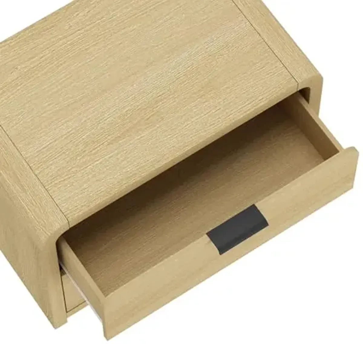 Manhattan Comfort Grace Modern Nightstands Set of 2 with 2 Storage Drawers – Wooden Bedside Table with Rounded Corners and Metal Handles for Bedroom or Living Room Furniture, Natural Oak and Black