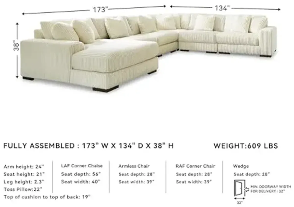 Signature Design by Ashley Lindyn Contemporary U-Shaped 6-Piece Sectional with Chaise for Living Room, White