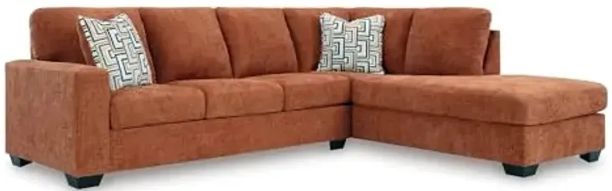 Signature Design by Ashley Aviemore Casual L-Shaped 2-Piece Sectional with Chaise for Living Room, Orange