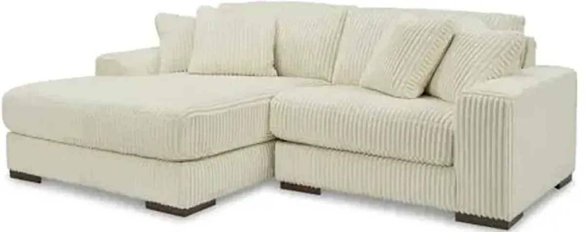 Signature Design by Ashley Lindyn Coastal Left-Arm Facing 2-Piece Sectional with Chaise, Reversible Cushions and 4 Throw Pillows, White