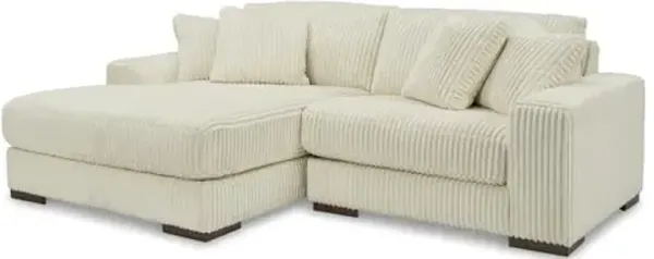 Signature Design by Ashley Lindyn Contemporary L-Shaped 2-Piece Sectional with Chaise for Living Room, White