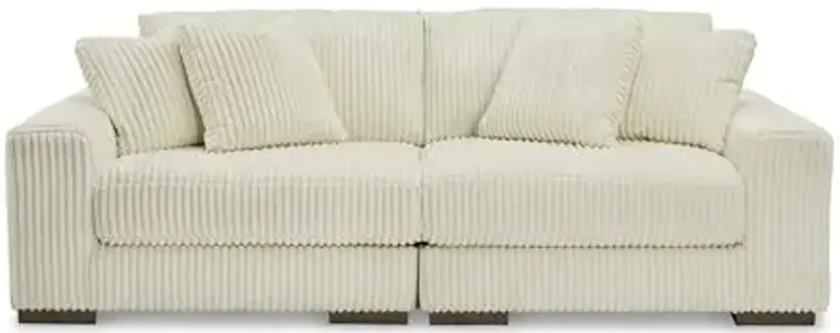 Signature Design by Ashley Lindyn Contemporary 2-Piece Sofa with Reversible Cushions, White