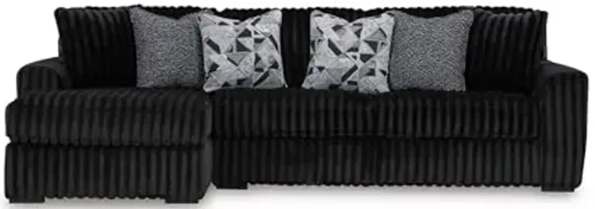 Signature Design by Ashley Midnight-Madness Contemporary L-Shaped 2-Piece Sectional Sofa with Chaise for Living Room, Black