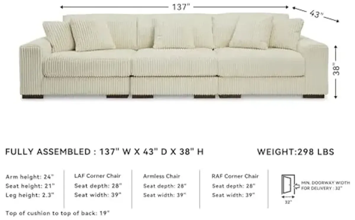 Signature Design by Ashley Lindyn Contemporary 3-Piece Sofa with Reversible Cushions, White