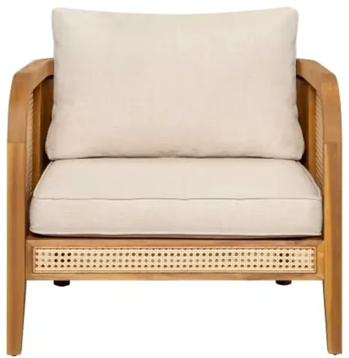 Christopher Knight Home Tilden Bohemian Acacia Wood Patio Accent Chairs, Wicker Lounge Chair Outdoor, Patio Furniture Single Sofa with Removable Cushion, Comfy Garden Reading Chair, Teak+Beige