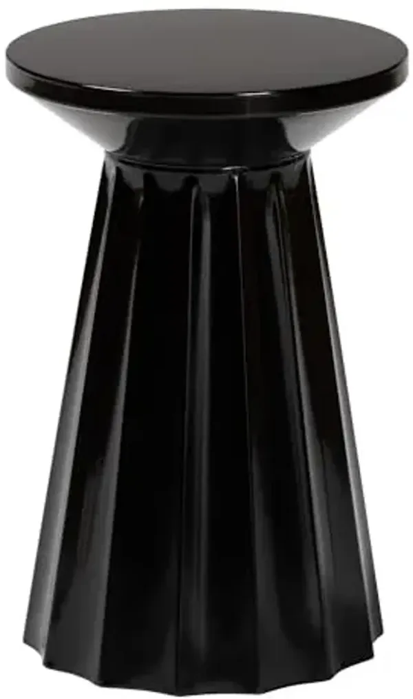 Baxton Studio Ulmer Metal Scalloped Side Table – Modern Round Accent Table for Indoor or Semi-Outdoor Use, Black,12-inch Wide