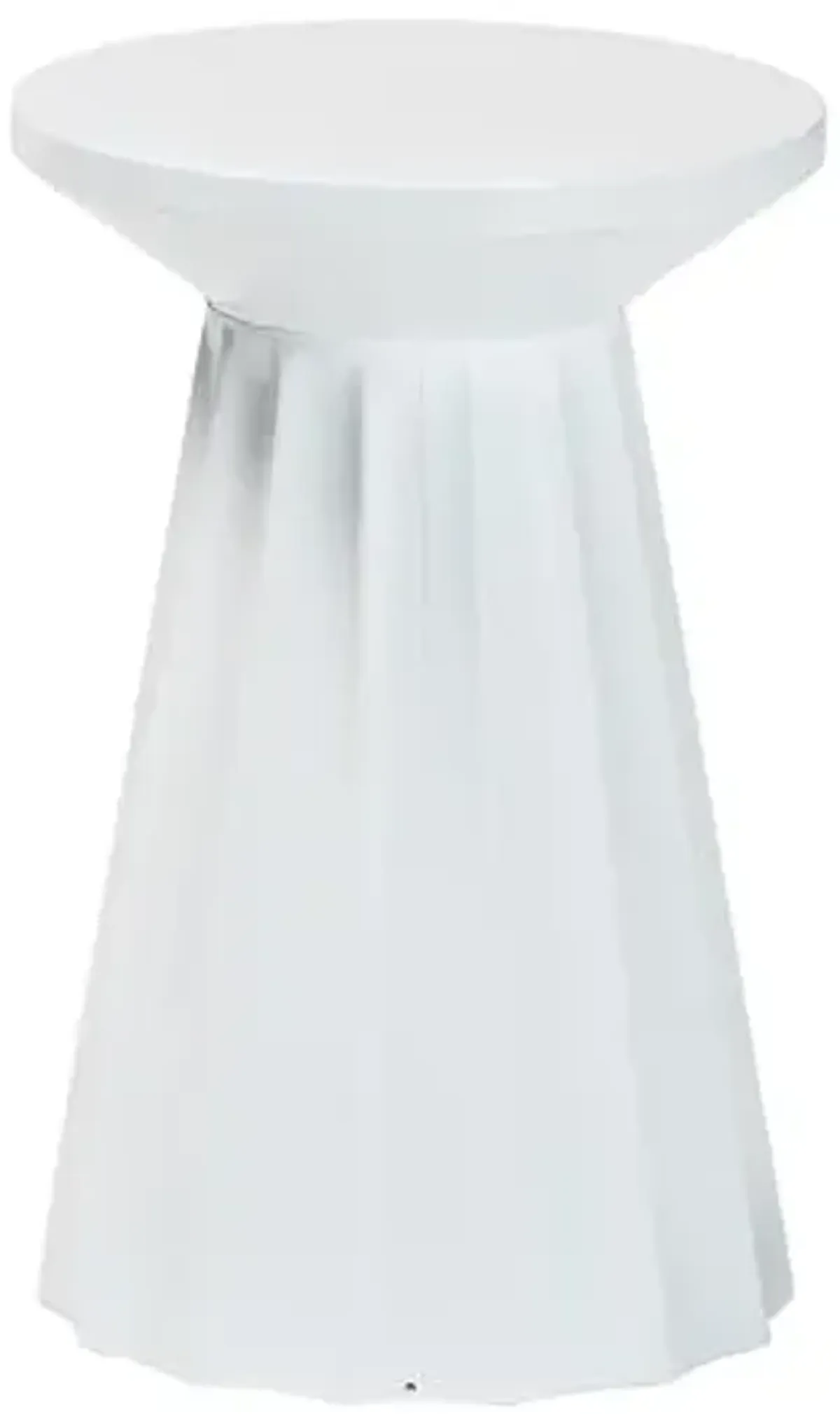 Baxton Studio Ulmer Metal Scalloped Side Table – Modern Round Accent Table for Indoor or Semi-Outdoor Use, White,12-inch Wide