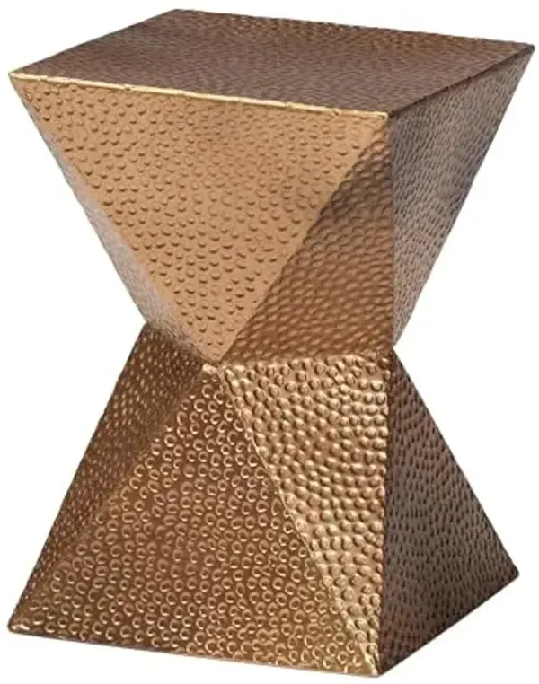 Baxton Studio Pacey Textured Metal Accent Table – Geometric Gold Side Table with Hourglass Silhouette for Indoor or Semi-Outdoor Use, 12-inch Wide