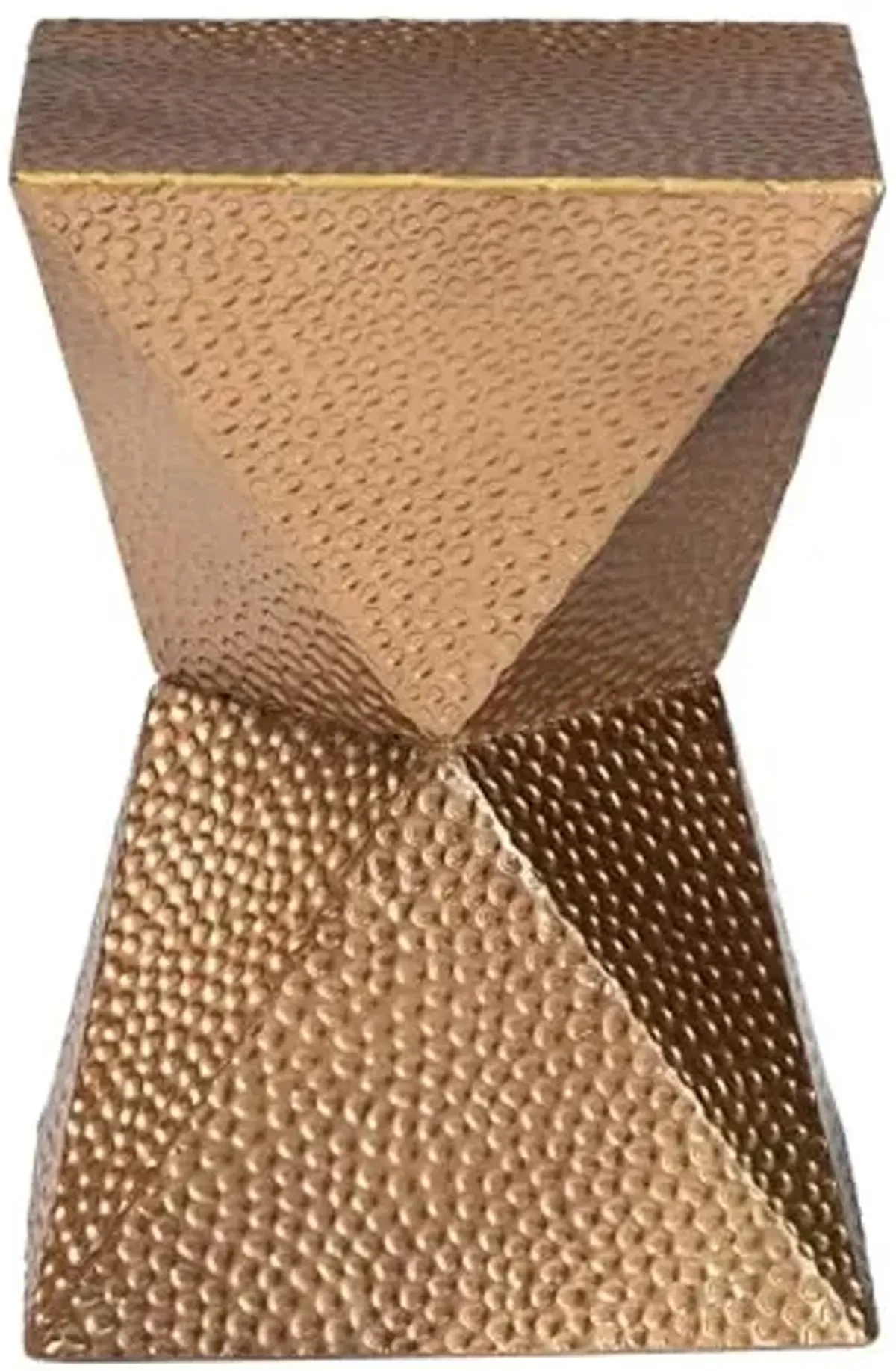 Baxton Studio Pacey Textured Metal Accent Table – Geometric Gold Side Table with Hourglass Silhouette for Indoor or Semi-Outdoor Use, 12-inch Wide