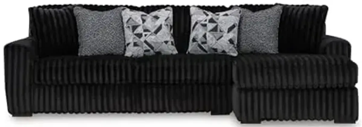 Signature Design by Ashley Midnight-Madness Contemporary L-Shaped 2-Piece Sectional Sofa with Chaise for Living Room, Black