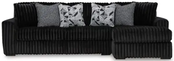 Signature Design by Ashley Midnight-Madness Contemporary L-Shaped 2-Piece Sectional Sofa with Chaise for Living Room, Black