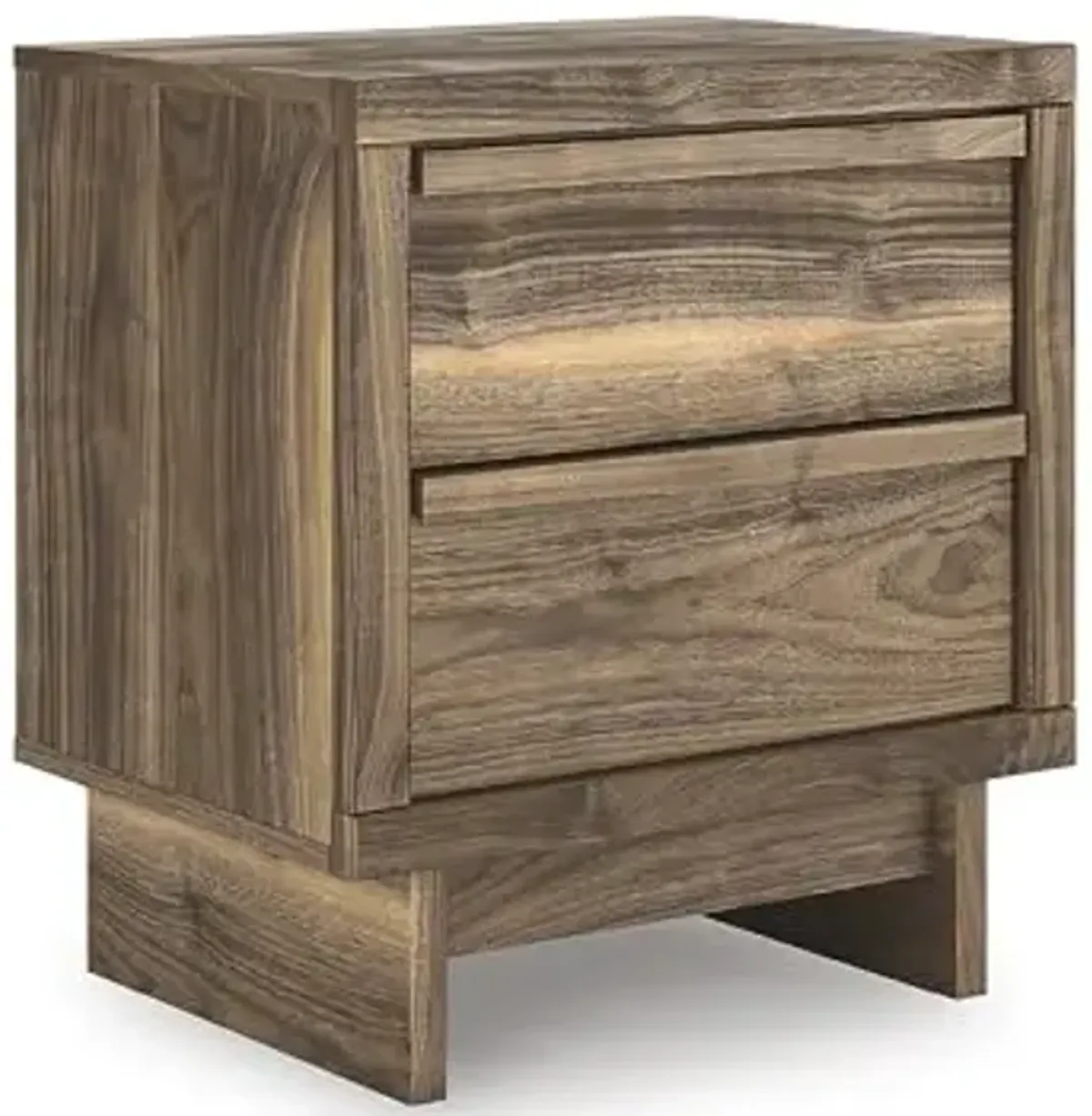 Signature Design by Ashley Darcalli Mid-Century 2-Drawer Nightstand with USB Ports and Wireless Charging, Light Brown