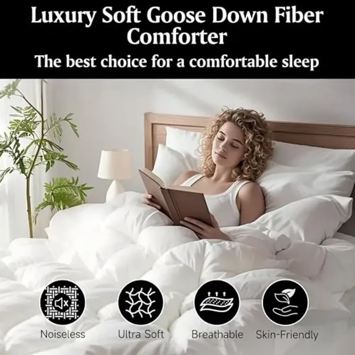 Beautyrest Luxury Goose Down Fiber Comforter Queen Size,100% Cotton, Extra Lightweight Duvet Insert for Summer and Hot Sleepers, 8 Corner Tabs, Hotel Collection White Bedding Blanket,90''x90''