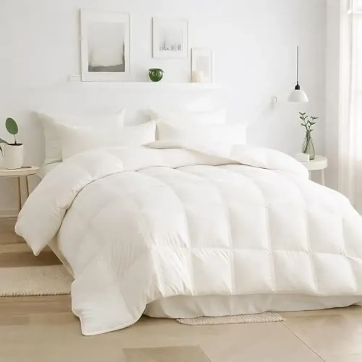 Beautyrest Goose Down Fiber Comforters Twin Size, Hotel Collection All Seasons Luxury Duvet Insert, Off-White 100% Cotton Cover, Fluffy Breathable Bedding Comforter, 8 Corner & Center Loops, 68''x90''