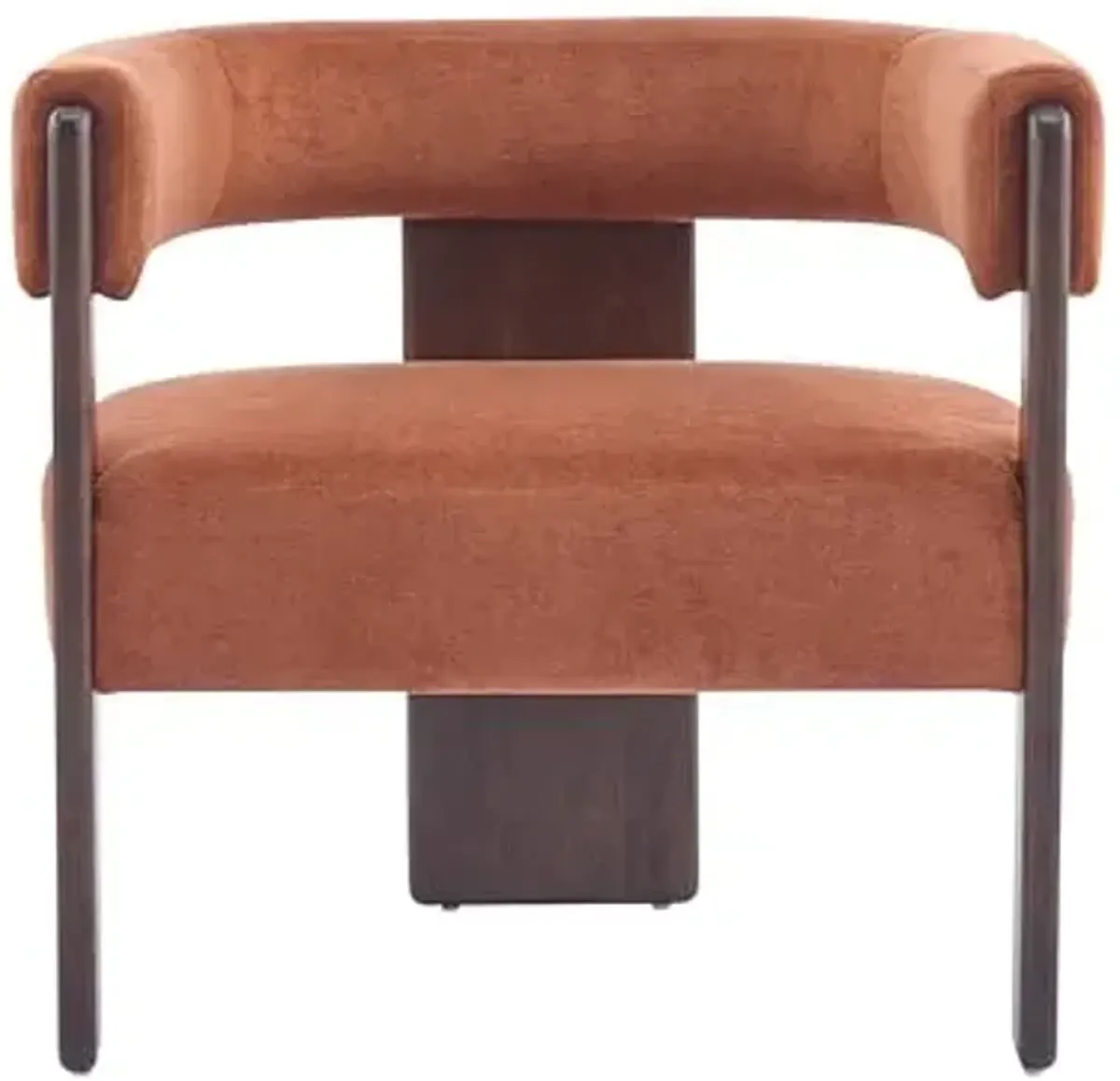 Christopher Knight Home Nettie Modern Accent Chair for Living Room, Velvet Fabric Single Lounge Sofa Chair with Wooden Frame, Comfy Reading Chair for Bedroom, Lounge Armchair with Cushion,Burnt Orange