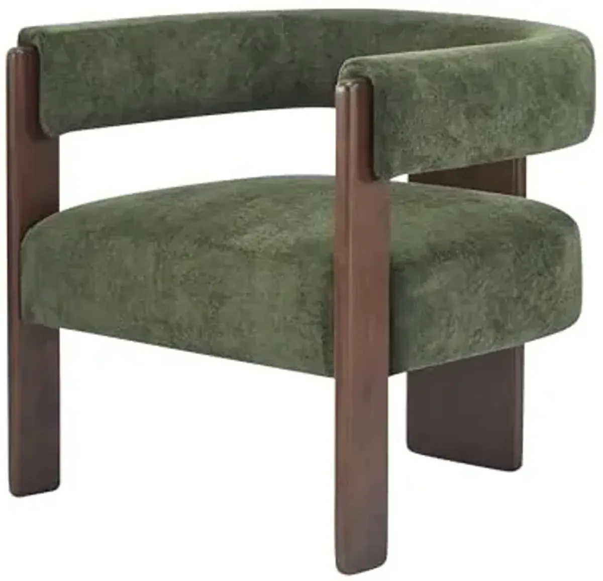 Christopher Knight Home Nettie Modern Accent Chair for Living Room, Velvet Fabric Single Lounge Sofa Chair with Wooden Frame, Comfy Reading Chair for Bedroom, Lounge Armchair with Cushion, Olive Green