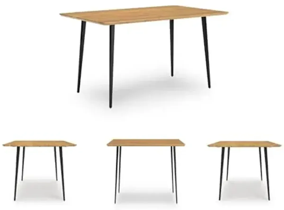 Signature Design by Ashley Gretlynn Casual Acacia Wood Dining Table with Metal Legs, Light Brown & Black