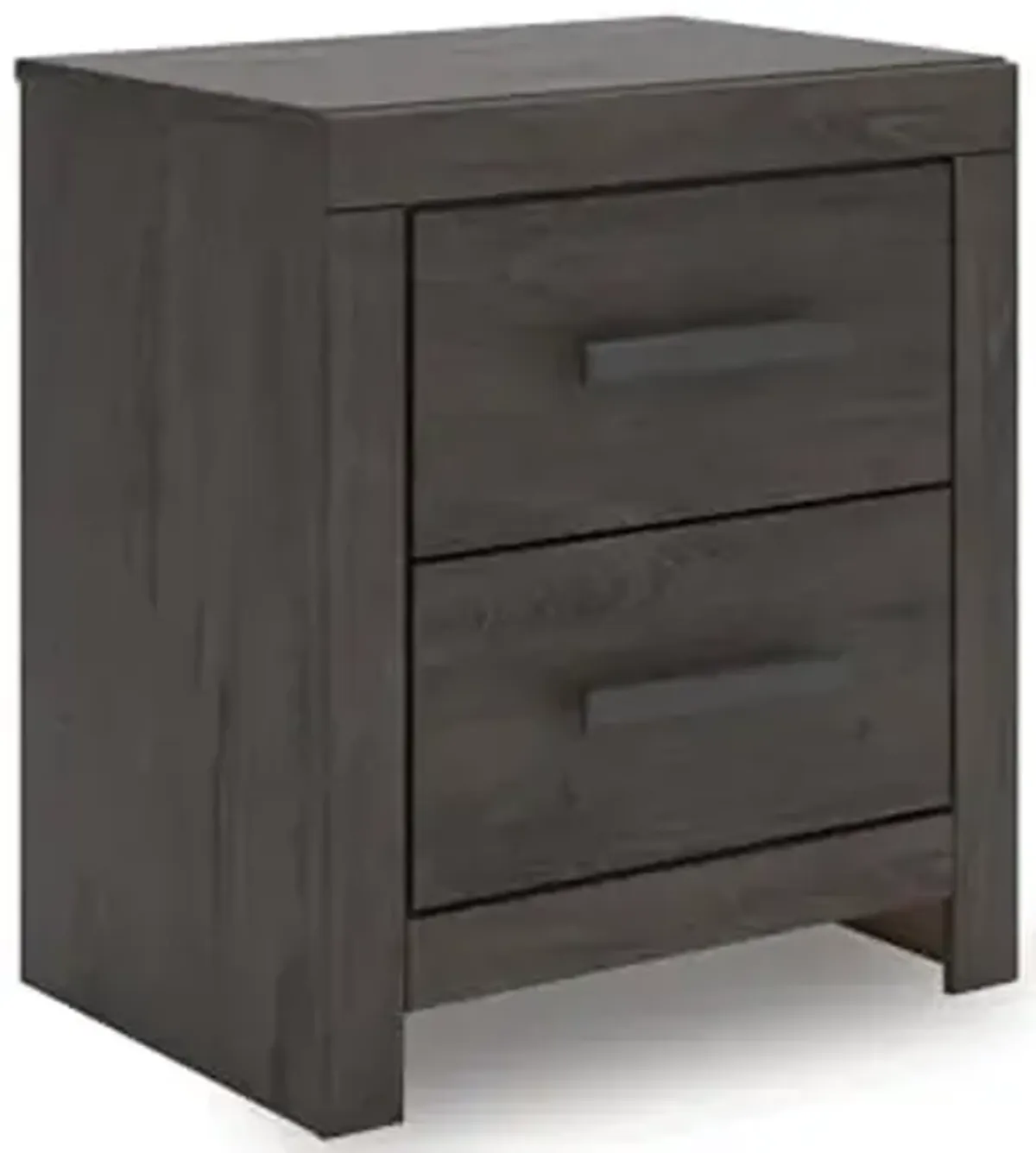 Signature Design by Ashley Prendonea Casual 2-Drawer Nightstand for Bedroom, Wood, Large Handles with Dark Finish, Framed Drawer Fronts, Smooth-Gliding Drawers, 24.41" High, Gray