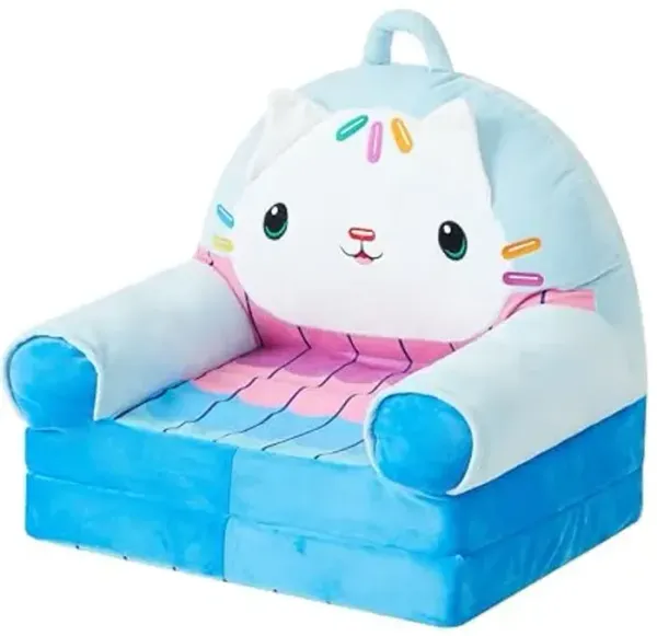 Idea Nuova Gabby's Dollhouse Cakey Kids Figural 2 in 1 Plush Flip Out Sofa Chair to Sleeper Couch