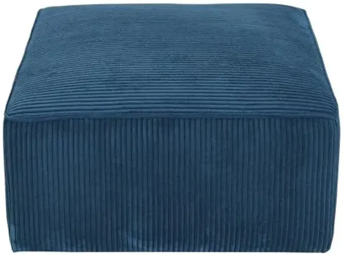 Christopher Knight Home Isa Corduroy Ottoman Footstool, Square Pouf Poufee Footrest Ottoman Large Seat, Modern Side Table for Living Room Bedroom Home Decor, Navy Blue, 30"