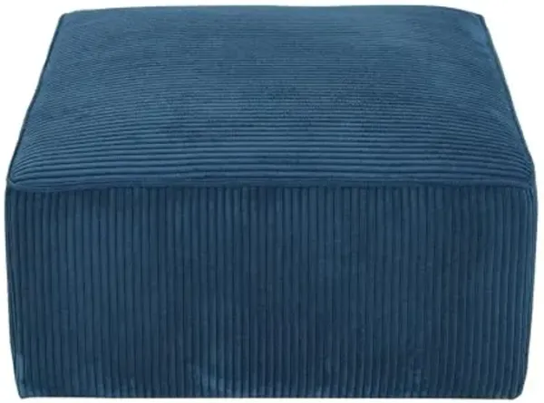 Christopher Knight Home Isa Corduroy Ottoman Footstool, Square Pouf Poufee Footrest Ottoman Large Seat, Modern Side Table for Living Room Bedroom Home Decor, Navy Blue, 30"