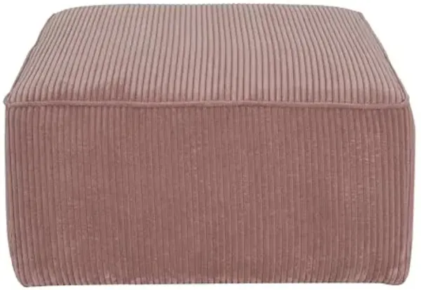 Christopher Knight Home Isa Square Ottoman Footstool, Corduroy Pouf Poufee Footrest Ottoman Large Seat, Modern Side Table for Living Room Bedroom Home Decor, Pink, 30"