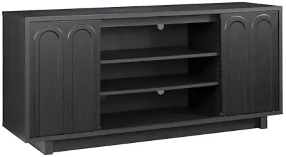 SAUDER Misc. Entertainment TV Credenza, for TV's up to 77", Raven Oak Finish