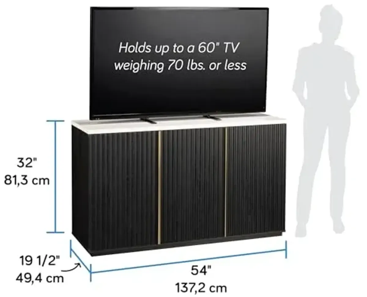 SAUDER Misc. Entertainment TV Credenza with Gold Accents, for TV's up to 60", Raven Oak Finish