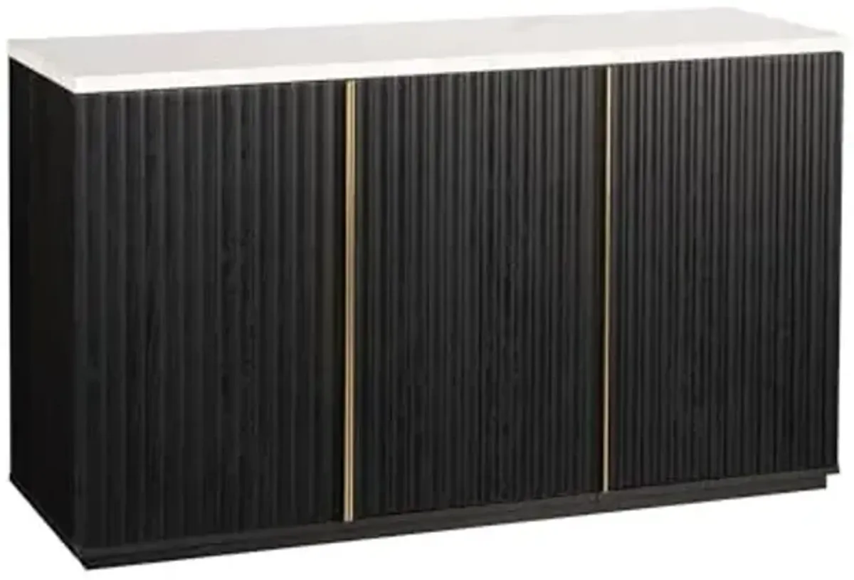 SAUDER Misc. Entertainment TV Credenza with Gold Accents, for TV's up to 60", Raven Oak Finish