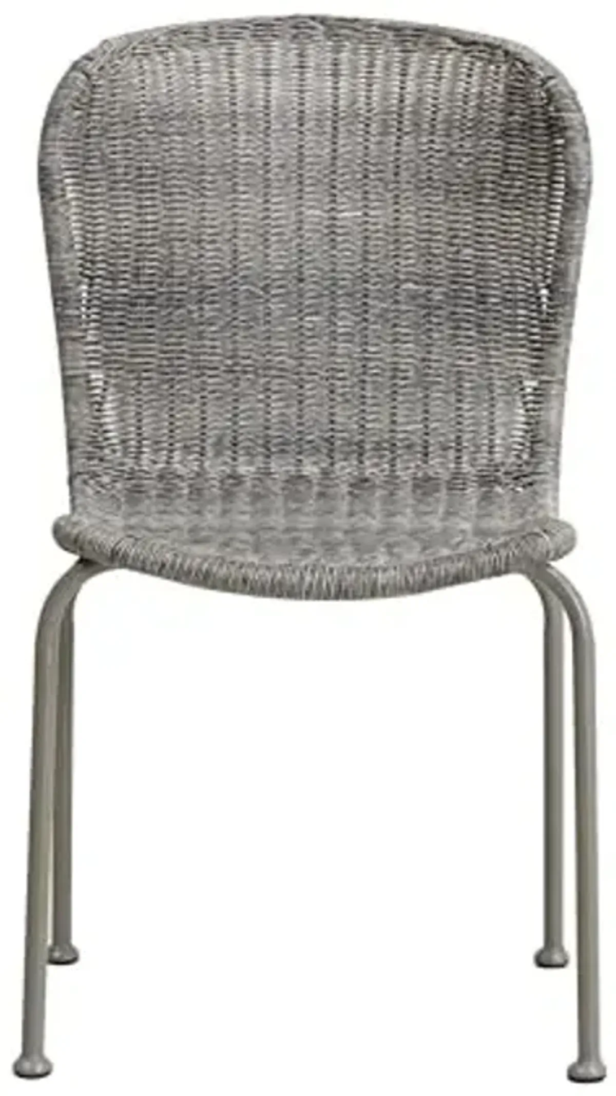 Christopher Knight Home Kixi Set of 2 Dining Chairs, Faux Rattan Outdoor Accent Seating with Iron Frame, Armless Design for Patio, Poolside/Garden, Grey