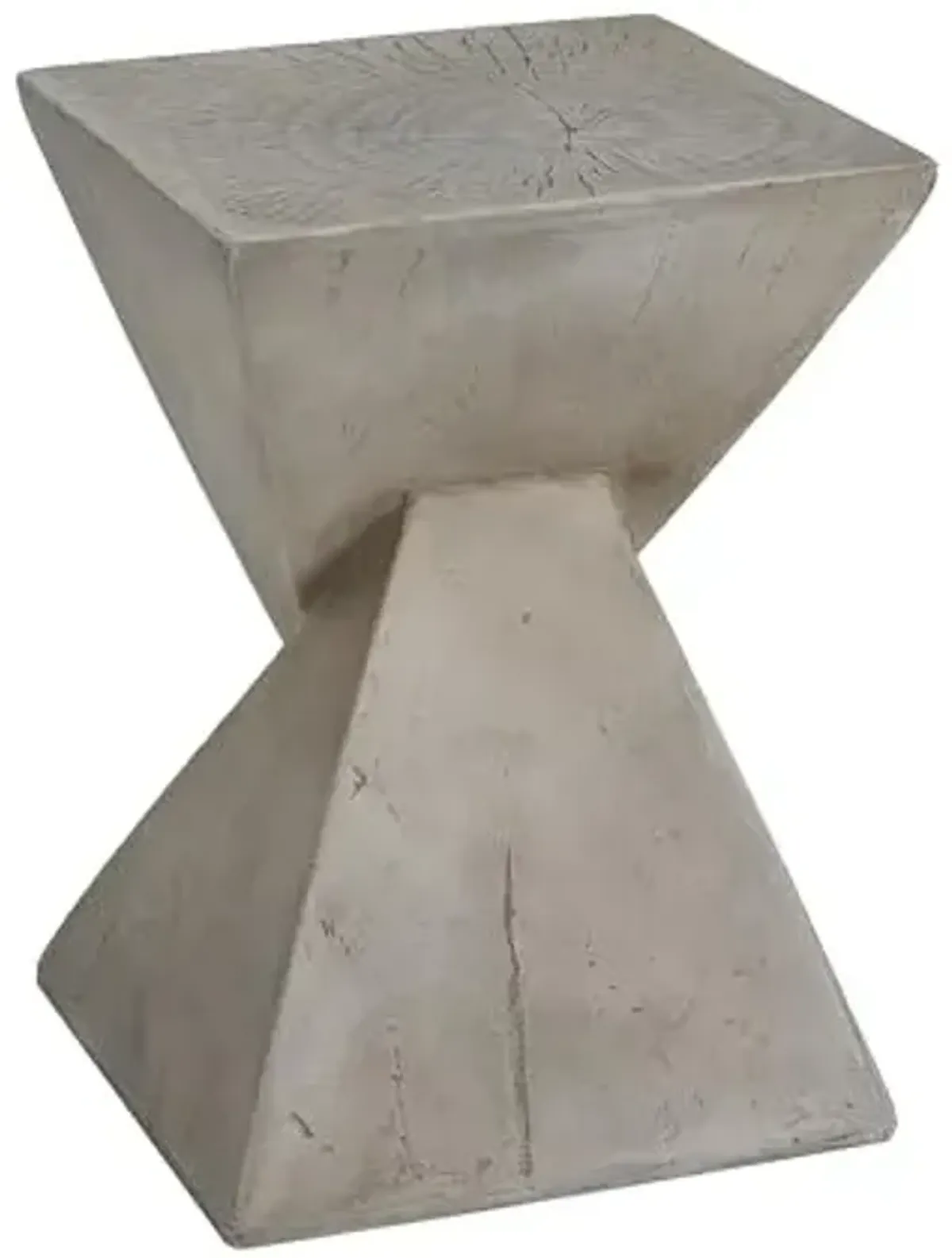 Christopher Knight Home Novi Outdoor Side Table, Geometric-Shaped Accent Side End Table, Garden Stool for Patio Balcony Beach Pool, Lightweight Concrete, Wood-Like Texture, Light Gray