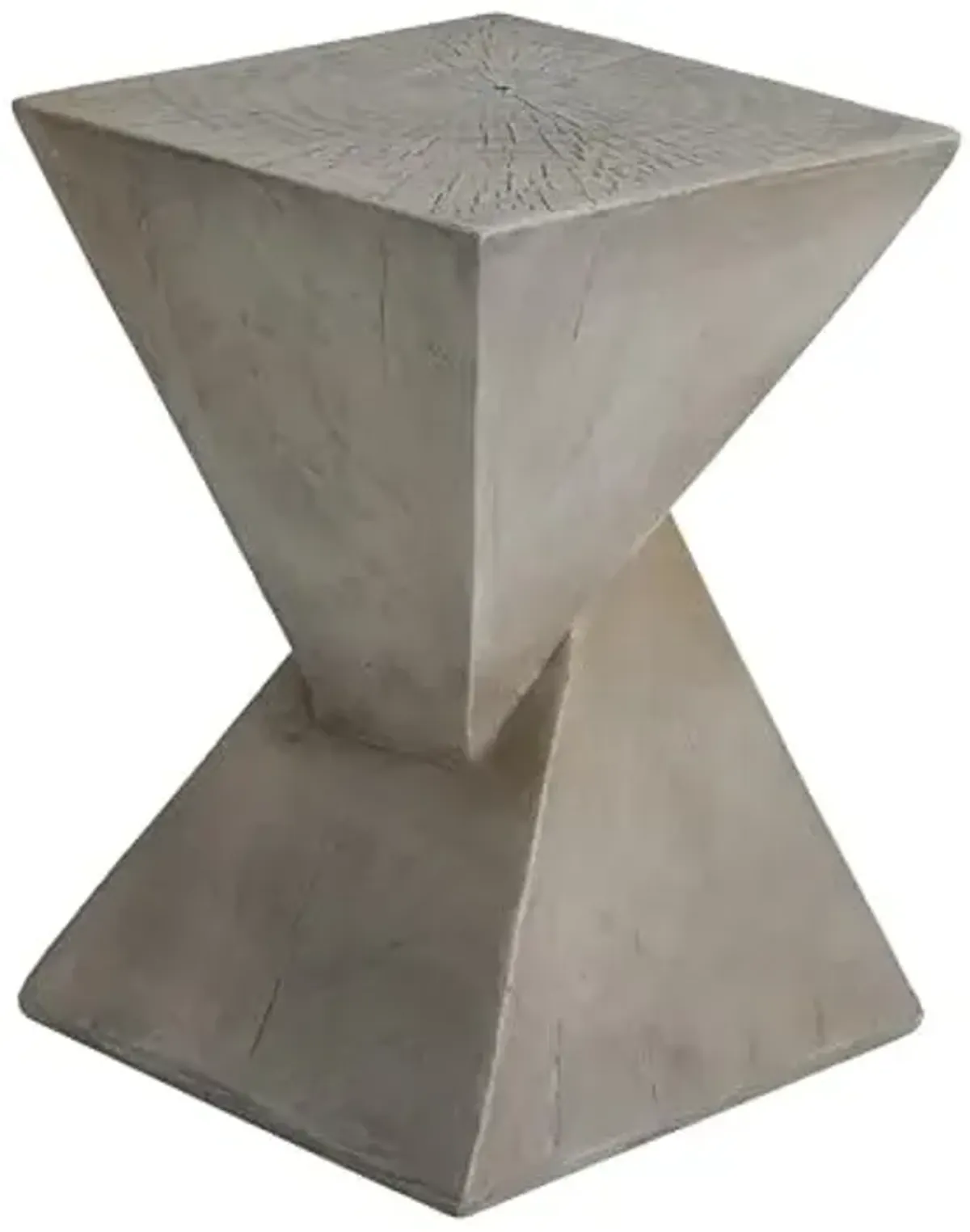 Christopher Knight Home Novi Outdoor Side Table, Geometric-Shaped Accent Side End Table, Garden Stool for Patio Balcony Beach Pool, Lightweight Concrete, Wood-Like Texture, Light Gray