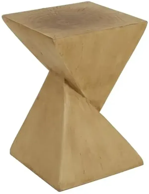 Christopher Knight Home Novi Outdoor Side Table, Geometric-Shaped Accent Side End Table, Garden Stool for Patio Balcony Beach Pool, Lightweight Concrete, Wood-Like Texture, Light Natural