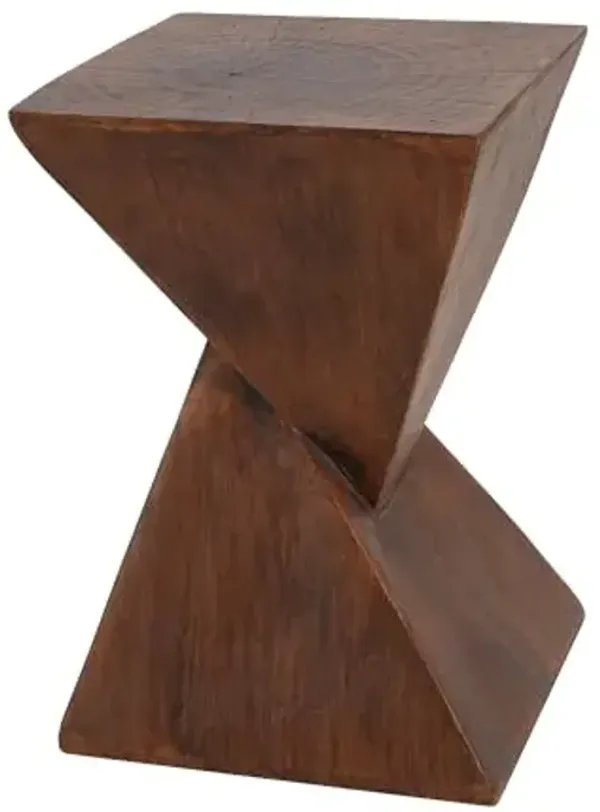 Christopher Knight Home Novi Outdoor Side Table, Geometric-Shaped Accent Side End Table, Garden Stool for Patio Balcony Beach Pool, Lightweight Concrete, Wood-Like Texture, Dark Brown