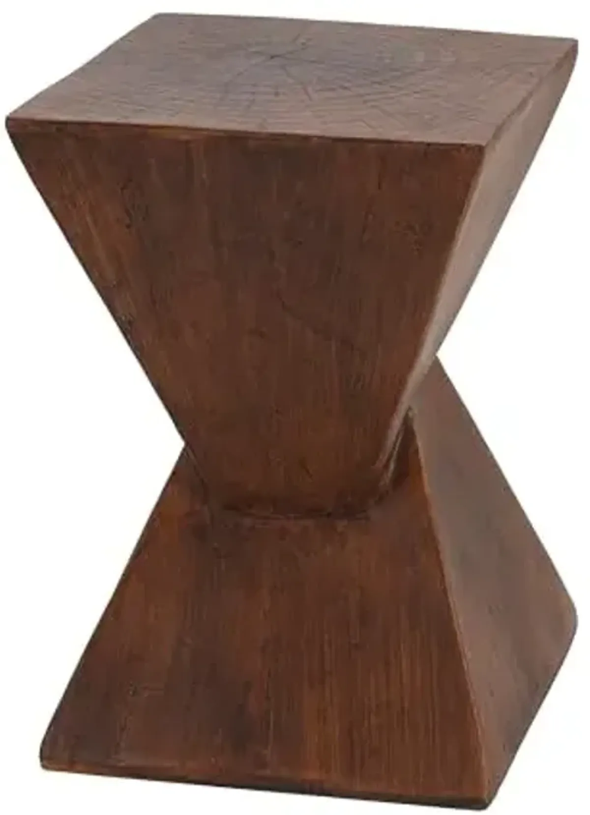 Christopher Knight Home Novi Outdoor Side Table, Geometric-Shaped Accent Side End Table, Garden Stool for Patio Balcony Beach Pool, Lightweight Concrete, Wood-Like Texture, Dark Brown