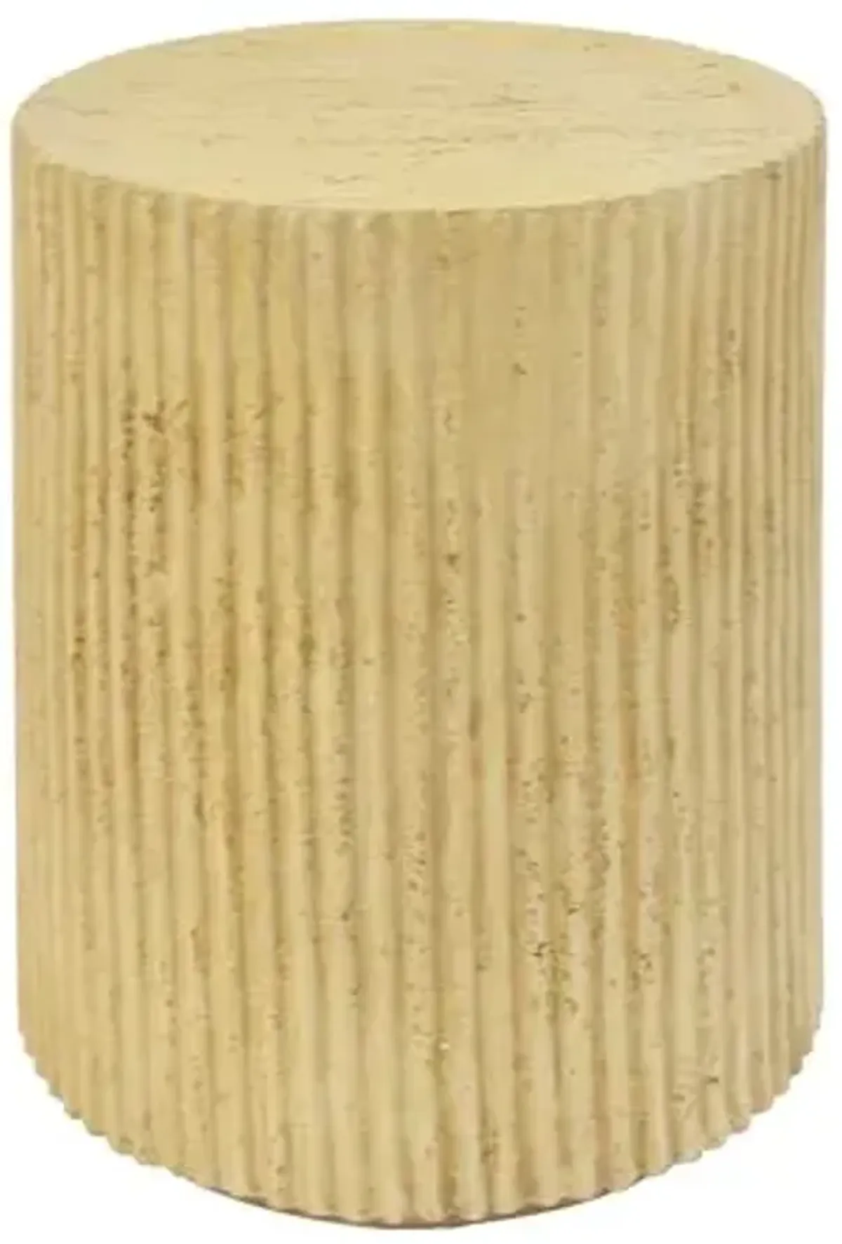 Christopher Knight Home Novi Outdoor Side Table, Cylindrical Decorative Accent Side End Table, Garden Stool for Patio Balcony Beach Pool, Lightweight Concrete, Wood-Like Texture, Antique Brown