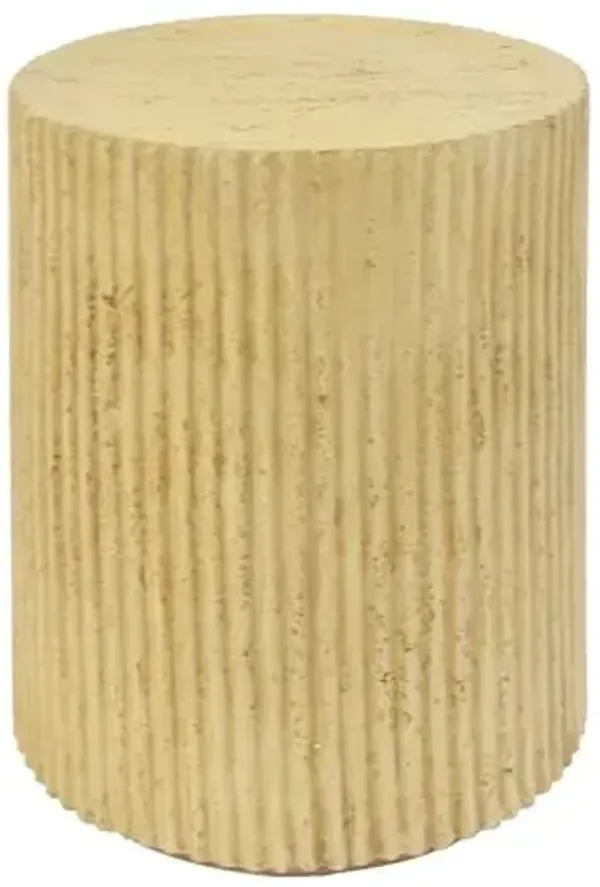 Christopher Knight Home Novi Outdoor Side Table, Cylindrical Decorative Accent Side End Table, Garden Stool for Patio Balcony Beach Pool, Lightweight Concrete, Wood-Like Texture, Antique Brown