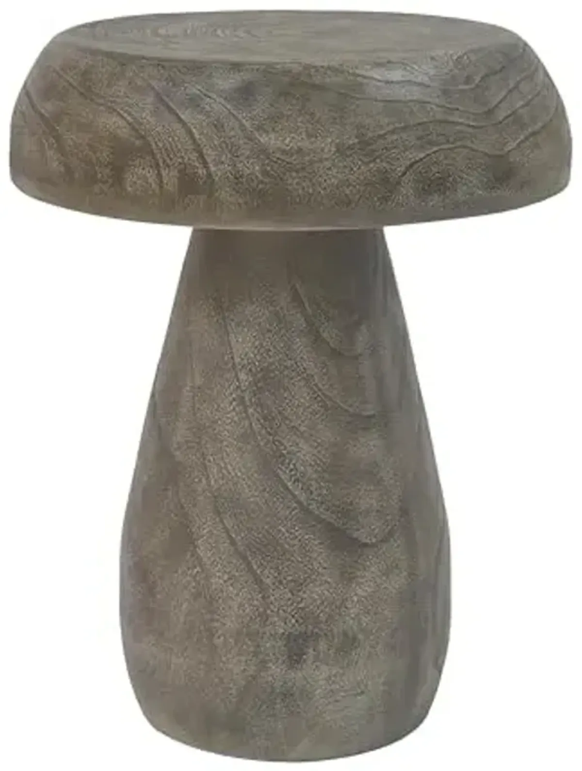 Christopher Knight Home Novi Outdoor Side Table, Mushroom-Shaped Decorative Accent Side End Table, Garden Stool for Patio Balcony Beach Pool, Lightweight Concrete, Wood-Like Texture, Natural