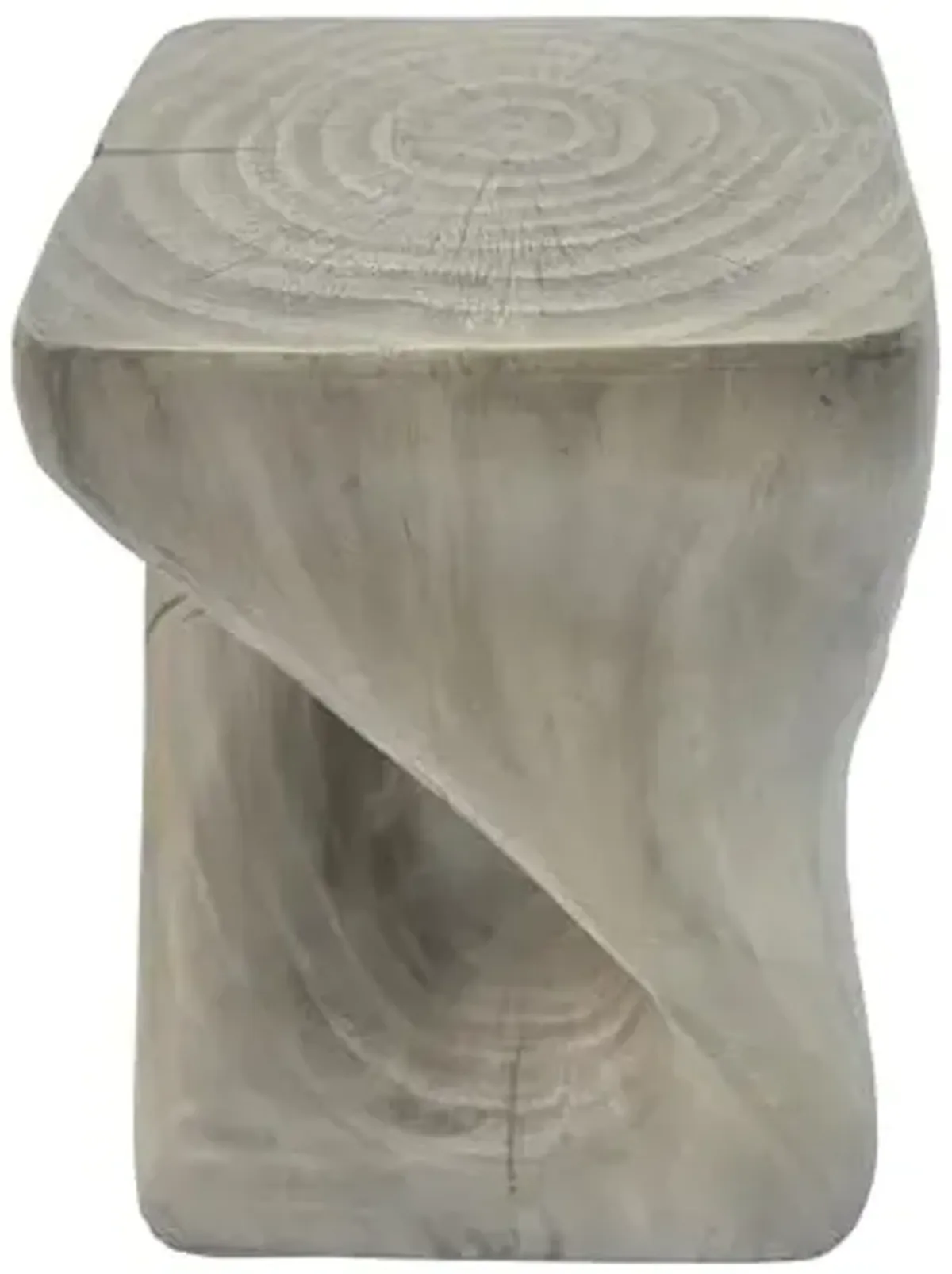 Christopher Knight Home Novi Outdoor Accent Table, Twist-Shaped MGO Sofa Side End Table, Garden Stool for Patio Balcony Beach Pool, Lightweight Concrete, Wood-Like Texture, Gray