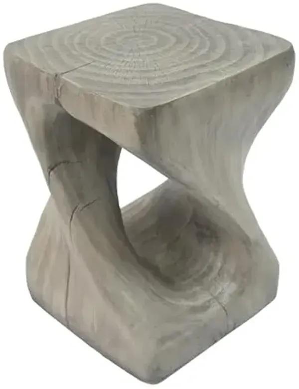 Christopher Knight Home Novi Outdoor Accent Table, Twist-Shaped MGO Sofa Side End Table, Garden Stool for Patio Balcony Beach Pool, Lightweight Concrete, Wood-Like Texture, Gray