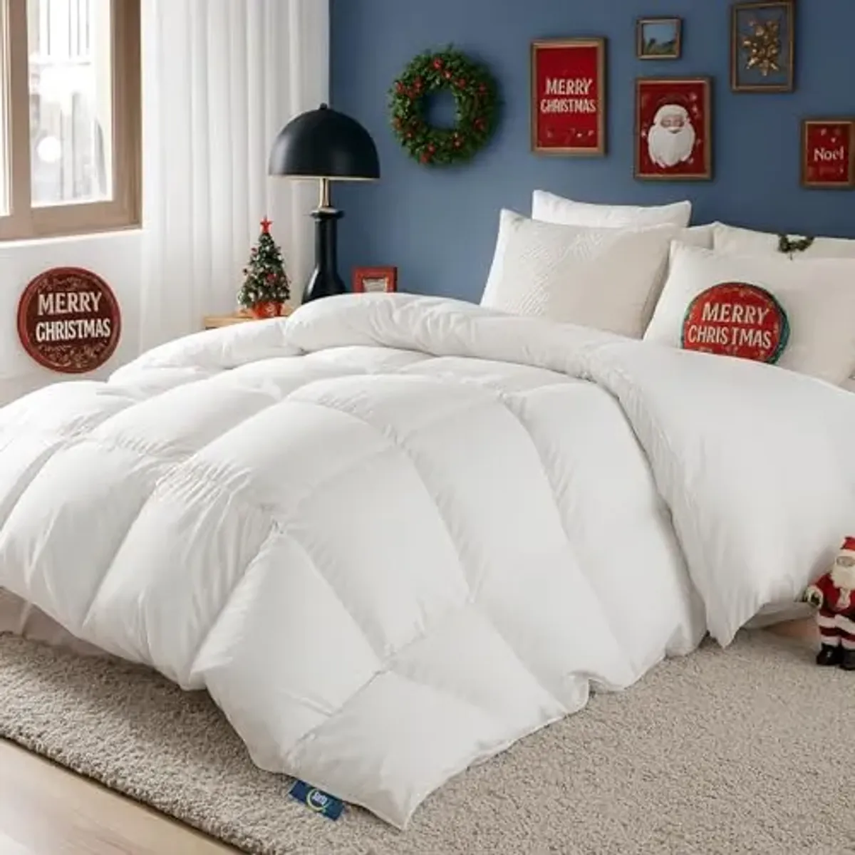 Serta European Down Comforter Twin Size All Season, 100% Cotton, 600 Fill Power Extra Fluffy, Made in USA, White Down Duvet Insert, Lightweight Medium Warmth, Hotel Style, 68"x 90" White