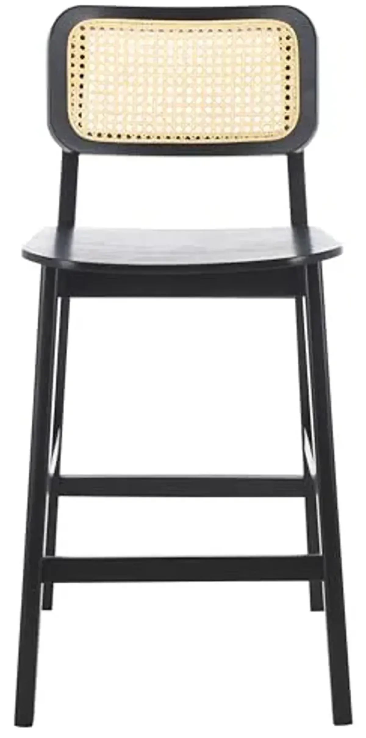 SAFAVIEH Home Collection Luz Black & Natural Cane 25-inch Seat Height Counter Stool