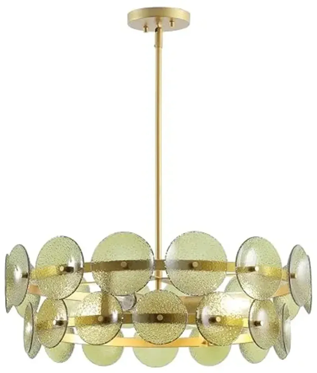 SAFAVIEH Lighting Collection Martini Green & Brass 4-Light Adjustable Hanging Chandelier Light Fixture (LED Bulbs Included)