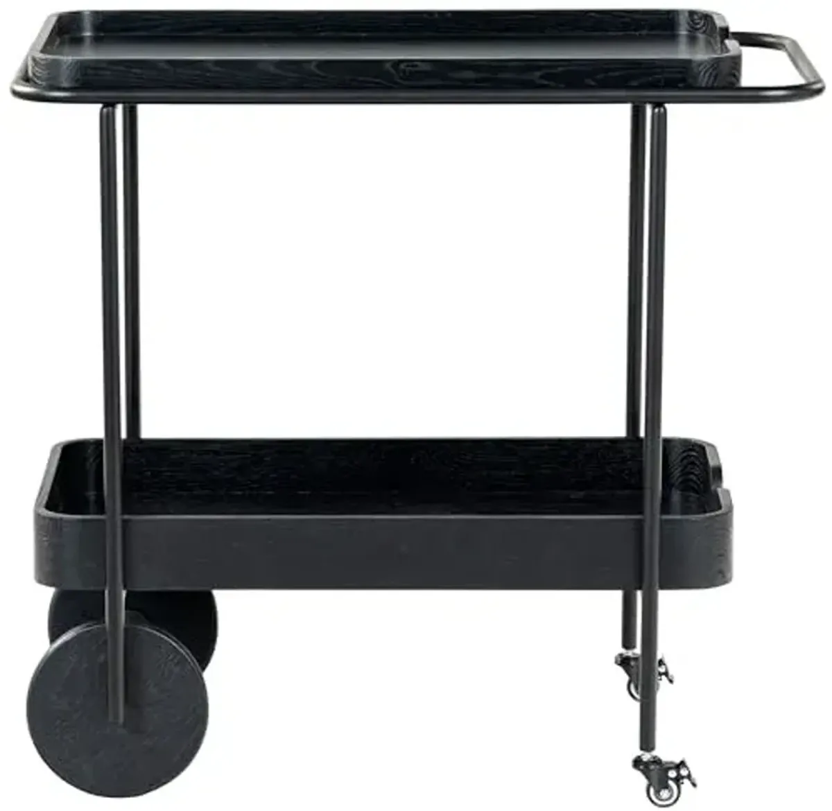 SAFAVIEH Couture Collection Malek Black 2-Shelf Bar Cart with Wheels