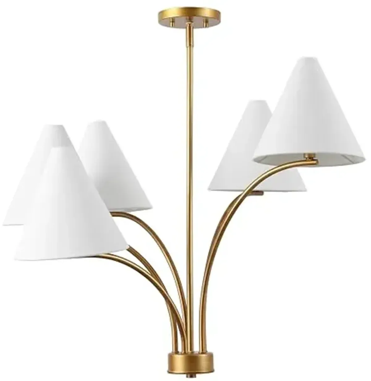 SAFAVIEH Lighting Collection Johanna Antique Brass 5-Light Adjustable Hanging Chandelier Light Fixture (LED Bulbs Included)