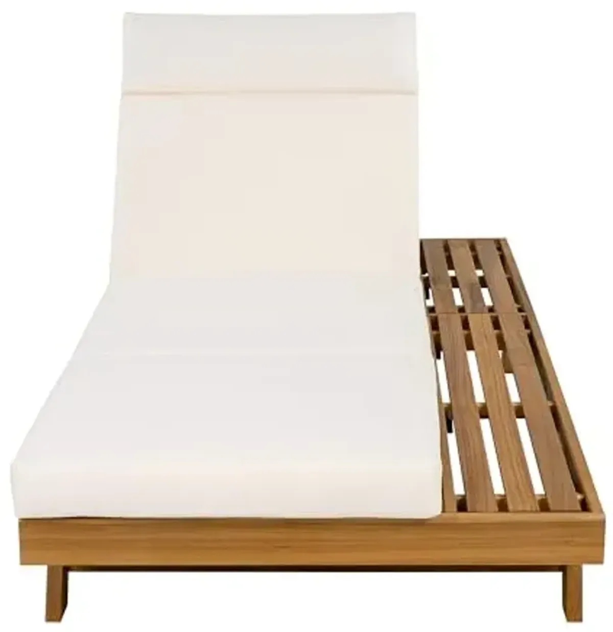 Christopher Knight Home Kayes Wood Chaise Lounge with 4'' Four-Folds Cushion, Outdoor 79'' Patio Recliner Chair with 4-Position Adjustable Backrest, Sun Lounger for Backyard, Teak+Cream